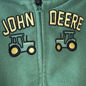 John Deere Hooded Jacket Coat Toddler 18m Green Full Zip Pockets Fleece Graphics